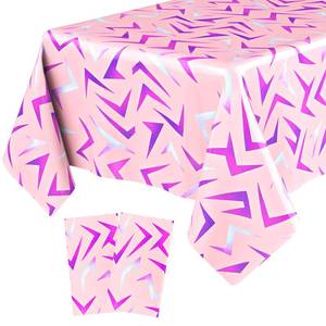 lot 16309 image: Gilprop 2 Pcs Kpop Theme Pink Purple Lightning Crack Print Plastic Tablecloth 108 x 54 Inches Disposable Rectangle Table Cover for Boys Girls Anime Korean Kpop Birthday Party Decoration