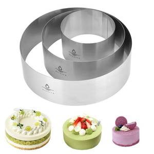 lot 16311 image: Hilsita 3Pcs Cake Molds for Baking, Stainless Steel Mousse Cake Rings, Mousse Ring Mold Round for Bakeware Tools-468in (2.36H)