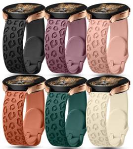 lot 16313 image: IKANFI 6Pack Engraved Band Compatible with Samsung Galaxy Watch 543 Bands, Active 2 Watch Bands - 20mm Leopard Silicone Sport Strap Replacement for Women & Men