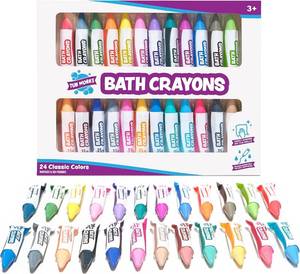 lot 16326 image: Tub Works� Smooth�� Bath Crayons Bath Toy, 24 Pack  Nontoxic, Washable Bath Crayons for Toddlers & Kids  Unique Formula Draws Smoothly & Vividly on Wet & Dry Tub Walls  Hexagon Grip Bathtub Crayons