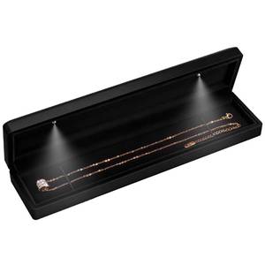 lot 16328 image: Hatori Long Chain Necklace Jewelry Gift Box with LED Light, Bracelet Storage Case, Jewellry Display Box for Wedding, Engagement, Proposal, Birthday, Anniversary