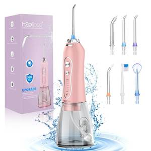 lot 16330 image: Water Dental Flosser Teeth Cleaner Pick, H2ofloss Cordless Portable Oral Irrigator,5 Mode IPX7 Waterproof Teeth Picks 300ML Rechargeable WaterFlosser for Home Travel (Pink)