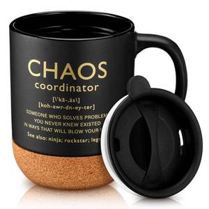 lot 16333 image: Remerry 1 Pcs Valentines Chaos Coordinator Gifts Thank You Gift Employee Appreciation Coffee Mug Ceramic Coffee Mug Gift for Boss Manager Employee Coworker Friend Teacher Women Men (Black)