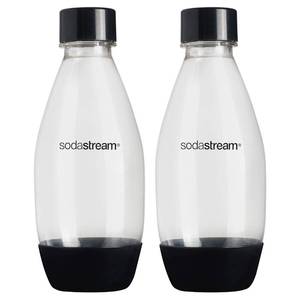 lot 16350 image: sodastream 0.5L Twin Pack Dishwasher Safe Slim Bottle (Black) missing one lid