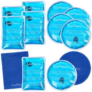 lot 16352 image: LotFancy Reusable Hand Warmer, 10 Click Activated Instant Heat Packs and 2 Wraps, Snap Hot Therapy Compress, Gel Heating Pad for Pain Relief, Outdoor & Portable Size