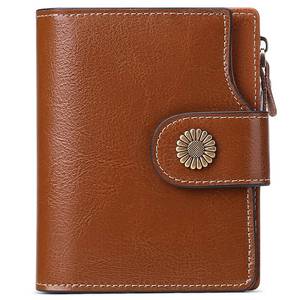 lot 16362 image: FALAN MULE Genuine Leather Small Wallet for Women, RFID Blocking, Compact Size, Brown