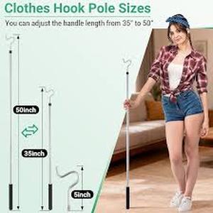 lot 4405 image: Greedly 50-inch Clothes Hook Pole with Sponge Handle