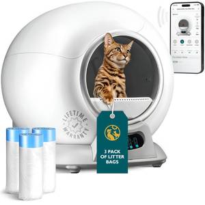 lot 3923 image: PetCove Self Cleaning Automatic Litter Box for Multi cat - XL CapacityQuiet OperationOdor ControlAnti-Pinch SafetyEasy App Control with Ultra Fast 5 GHz Wi-Fi - Includes Litter Bag Liners