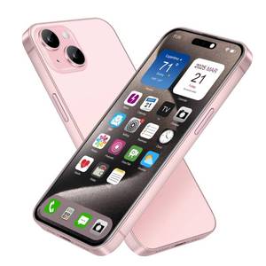 lot 4010 image: Dummy Fake Phone Model, Looks Like The Real Phone Dummy Compatible with Phone 15, Prank Stuff Decoy Pear Non-Working Toy Phone 15 for Kids Pink (Rainbow Front)