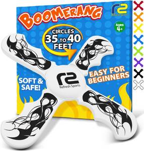 lot 4016 image: Boomerang for Kids - It Really Does Fly Back - Fun & Easy to Use Toy Gifts for Boys & Girls - Soft Foam Design Allows for Safe Play & Great Beginner Toy Gift Idea Kids Boy Birthday Gift Ideas Stuffers