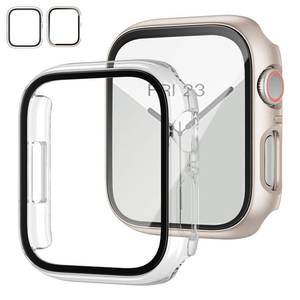 lot 4027 image: 2 Pack Case with Tempered Glass Screen Protector for Apple Watch Series 987 41mm,JZK Slim Guard Bumper Full Coverage Hard PC Protective Cover Thin Case for iWatch 41mm Accessories,Starlight