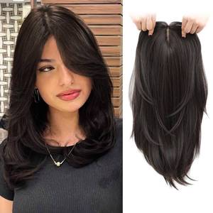 lot 4030 image: Molefi Hair Topper,16 Inch Full-End Toppers for Women with Thinning Hair,Add Volume Synthetic Wiglets Pieces For Women 6.5�6.5 Large Base for Daily Use(Brown Highlights)