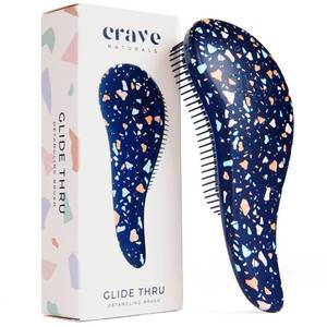 lot 4034 image: Crave Naturals Glide Thru Hair Brush - Detangler Brush for Curly, Straight, Wet or Dry Hair - Gentle Detangling Brushes for Adults, Kids, Toddlers - Hair Accessories for Women, 7.5x3 - Terazzo