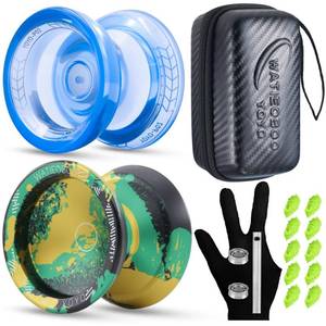 lot 4049 image: WATIEOBOO 2-Piece Yo-Yo Set - P02 Beginner PC Yo yo  W21 Professional Metal YoYo, Dual-Mode (Responsive and Non-Responsive), Supports top Finger Spins, yo yo Tricks, and yo-yo competitions.