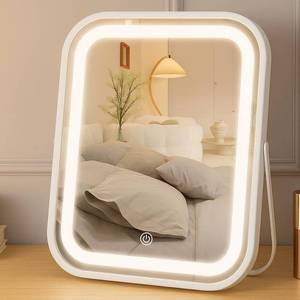 lot 4050 image: YEKKOPT Lighted Makeup Mirror, Rechargeable Vanity Mirror with Lights 10x8 Makeup Mirror with Lights,Light up Mirror Touch Screen with 3-Color Lighting,for Women Gift,Travel Essentials