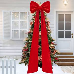 lot 4062 image: Iceyyyy 59 Inch Huge Red Bow Christmas Tree Topper,Double-Layer Large Red Velvet Decorate Bows,Extra Large Red Christmas Velvet Bow for Home Party Wedding Car Holiday Decor