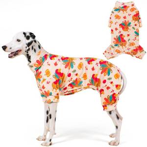 lot 4068 image: KYEESE Thanksgiving Dog Pajamas, Turtleneck Dog Pajamas for Medium Dogs Boy Girl, Velvet Turkey Pattern Pet Jumpsuit with 4 Legs, Warm Sleepwear Fun Holiday Pjs Doggie Clothes, XX-Large