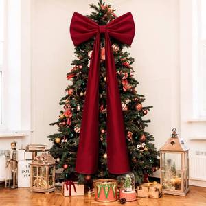 lot 4073 image: Knitgrip 20 x 71 Inches Christmas Extra Large Velvet Bows Christmas Tree Topper Decor Giant Xmas Tree Toppers Bows for Home Wreath Wall Backdrop Birthday Wedding Party Decorations(Deep Red)
