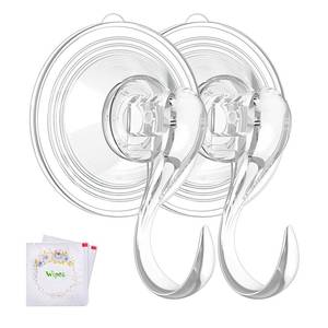 lot 4074 image: VISV Wreath Hanger, Large Suction Cup Wreath Hooks with Wipes, Heavy Duty, 22 LB Capacity, Removable and Reusable, Clear, 2 Pcs