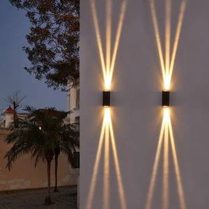 lot 4077 image: Bofea-Outdoor Waterproof Wall Sconce Black Aluminum Construction with Dual UpDown LED Lights Black Wall Sconces Outside Wall Lights Ideal for Patio, Garden and Porch Lighting(Three Beams Up And Down)