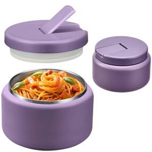 lot 4096 image: BOSEDSANG 13.5oz Soup Thermo for Hot Food Kids with Buckle Lid Insulated Vacuum Food Jar Wide Mouth Leakproof Stainless Steel Lunch Container -Purple