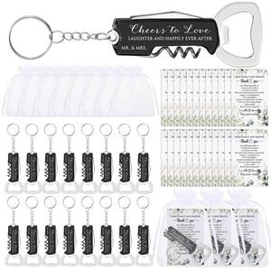 lot 4097 image: Jingmore 50 Sets Wedding Favors for Guests Bulk Wine Bottle Opener Beer Opener Keychains Thank You Cards with Organza Bags Bridal Shower Gifts for Guests