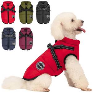 lot 4113 image: AIMYDOG Warm Dog Winter Coat, Fashion Pet Cold Weather Jacket with Built-in Harness, Reflective & Adjustable Comfortable Pet Vest, Windproof Apparel for Small Medium Large Dogs (Red)