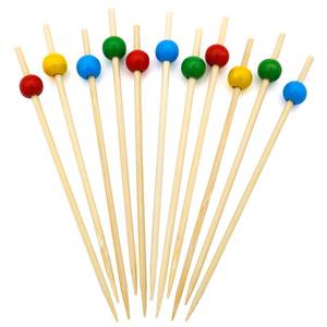 lot 4124 image: BLUE TOP 200pcs Colorful Wood Pearl Cocktail Picks for Drinks&Food,4.7Inch Fancy Cocktail Toothpicks for AppetizersFruitCakesCheese,Food Picks,Decorative Bamboo picks for July 4th Parties,Bar