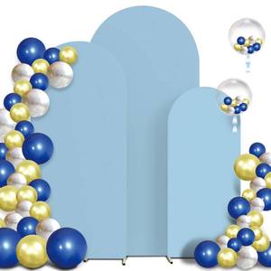 lot 4125 image: Spandex Anti Wrinkle Arch Backdrop Cover - High Elastic Fitted Arch Stand Cover Set of 3, Dusty Blue Round Top Chiara Backdrop for Wedding Birthday Party Garden Decor 6Ft, 6.6Ft, 7.2Ft