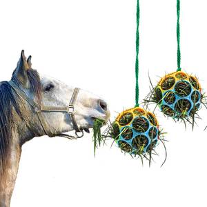 lot 4127 image: Besimple 2 Pack Horse Treat Ball Hay Feeder Toy, Goat Feeder Ball Hanging Feeding Toy for Horse Goat Sheep Relieve Stress (Colorful)