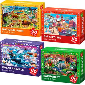 lot 4130 image: QUOKKA Puzzles for Kids Ages 4-6 - 4 x 60 Puzzles for Toddlers 5-8 - Educational Search & Find Toy for 8-10 yo for Learning Forest Polar, USA National Park Animals & City Life