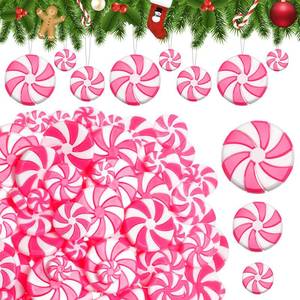 lot 4136 image: Syhood 120 Pcs Fake Candy Christmas Decorations Peppermint Candy Decorations Christmas Tree Hanging Ornament for Holiday Party DIY Crafts(Pink,1 1.4 1.8,Round)