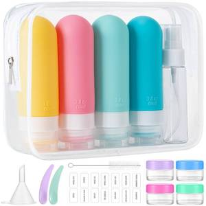 lot 4138 image: 16pack Travel Bottles for Toiletries, TSA Approved LeakProof Squeezable Silicone Toiletry Containers for Shampoo, Conditioner, 3oz Portable Refillable Traveling Size Liquid Containers (16PcsColorful)