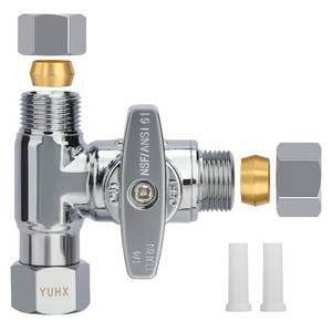 lot 4154 image: Brass Angle Stop Add-A-Tee Valve,38 x 38 x 38 Compression Water Splitter