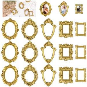 lot 4158 image: Xyembu 15 Pcs Vintage Resin Picture Frame Tiny Antique Photo Resin Oval Frame Oval Rectangle Wall Hanging for Table Top DIY Jewelry Display Photography Photo Party Hotel Decor(Bronze) Might not be 15 in package