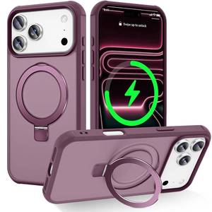 lot 4159 image: CHAOFEnG Magnetic Compatible with iPhone 17 Pro Max Case with Stand Military Grade Drop TestedCompatible with Magnet Ring Translucent Slim Hard Back Soft Edge, Wine Red
