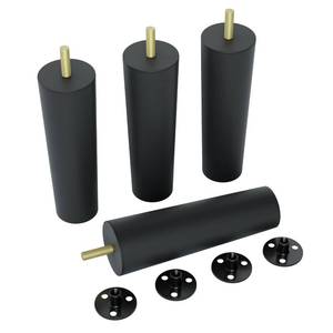 lot 4160 image: Aglaiprty 4 Pack 6 Inch Black Plastic Furniture Legs - Round Tapered SofaCouchChair Legs with M8 T-Nuts & Plate Nuts - Replacement Feet for DIY Projects, Coffee Tables, Dressers, Beds