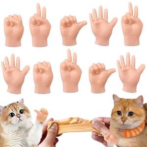 lot 4165 image: fnqiank 10 PCS Mini Hands for Cats��Small Hands Tiny Folded Hands Mini Realistic Hand Finger Puppets for Puppet Show,Gag Performance, Funny Stretchable Rubber Little Finger Hands for Cats and Puppy