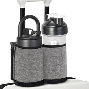 lot 4180 image: Luggage Cup Holder for Suitcases Free Hands, Travel Accessories, Luggage Cup Caddy Gifts, Beverage Holder, Universal Luggage Accessories for Flight Attendants, Business Travelers, Grey