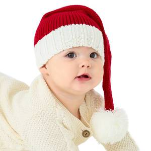 lot 4467 image: Diffy Homy Baby Santa Hat Christmas for Baby Toddler Infant Newborn Washable Fade-restant Knitted Santa Hat Soft Warm Long for New Year Festive Holiday Party Indoor Outdoor Winter Red