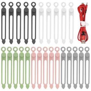 lot 4468 image: 25 Pcs Silicone Cable Ties, Reusable Cable Straps Wire Organizer, Cable Management Cord Organizer for Fastening Earphone Phone Charger Home Office Desk Kitchen Appliances Cable Cords Wires