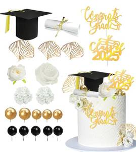 lot 4479 image: Graduation Cake Topper Flower Grad Hat Cake Topper Set Class of 2025 Graduates Grad Cake Decor for Graduation Party