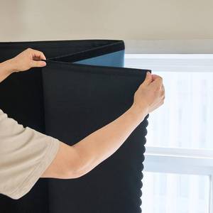 lot 4486 image: AJAZZ self Adhesive Portable 100% Blackout Curtains Simple and Easy to installBedroom Window Thermal Lnsulated Kitchen Room Darkening Black Small Drapes 1-Pack