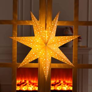 lot 4489 image: Mudder 19.7 Inch Christmas Star Paper Lantern 7 Pointed Christmas Window Lantern with 10 LED Light Strings Hanging Pendant Xmas Tree Ornaments for Holiday Decor Home(Classic,White)