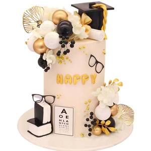 lot 4502 image: Graduation Cake Topper, Qoadwem 24pcs Graduation Cap Cake Toppers Class Of 2026 with Large Diploma Flowers Balls Cake Decor for Grad Party