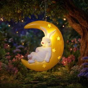 lot 5407 image: JoyBlooms Solar Garden Decor Bunny Garden Statue Solar Hanging Statue 9.36 L7.8 W Outdoor Hanging Decorations for Patio Yard Gifts for Mom Grandma Housewarming-Sleeping Bunny