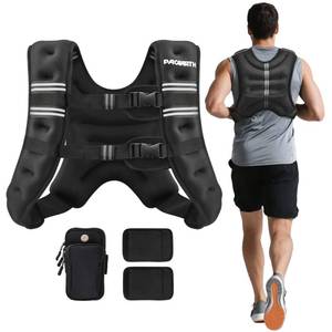 lot 5410 image: PACEARTH Weighted Vest,6lb8lb10lb12lb16lb20lb25lb30lb Weight Vest with Reflective Stripe, Body Weight Vests for Women, Men, Weight Loss Workout, Strength Training, Running, Walking, Jogging