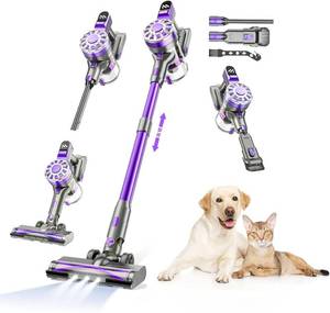 lot 5416 image: WLOTPO Cordless Vacuum Cleaner for Home, Lightweight Stick Vacuum Cordless Rechargeable with Power Suction, Up to 35 Mins Runtime, Hardwood Floor Vacuum for Pet Hair, Carpets, Tile(Purple Black)
