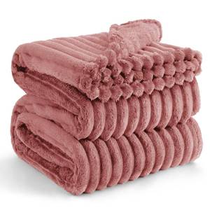 lot 5420 image: Bedsure GentleSoft Brick Dust Fleece Queen Blanket for Couch - Super Soft Cozy Blankets for Women, Cute Small Blanket for Girls, 90x90 Inches