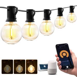 lot 5444 image: XMCOSY Outdoor String Lights, Smart Patio Lights 100Ft Dimmable Outdoor Lights Warm White, 50 G40 LED Bulbs, WiFi String Lights for Outside, Work with Alexa, APP Control, Waterproof Extend able